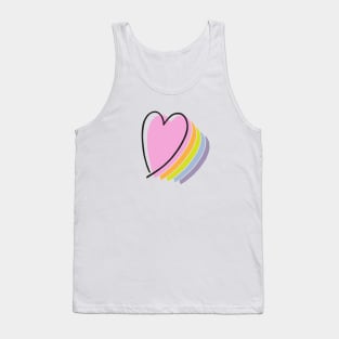 pastel rainbow heart design line art heart Tank Top